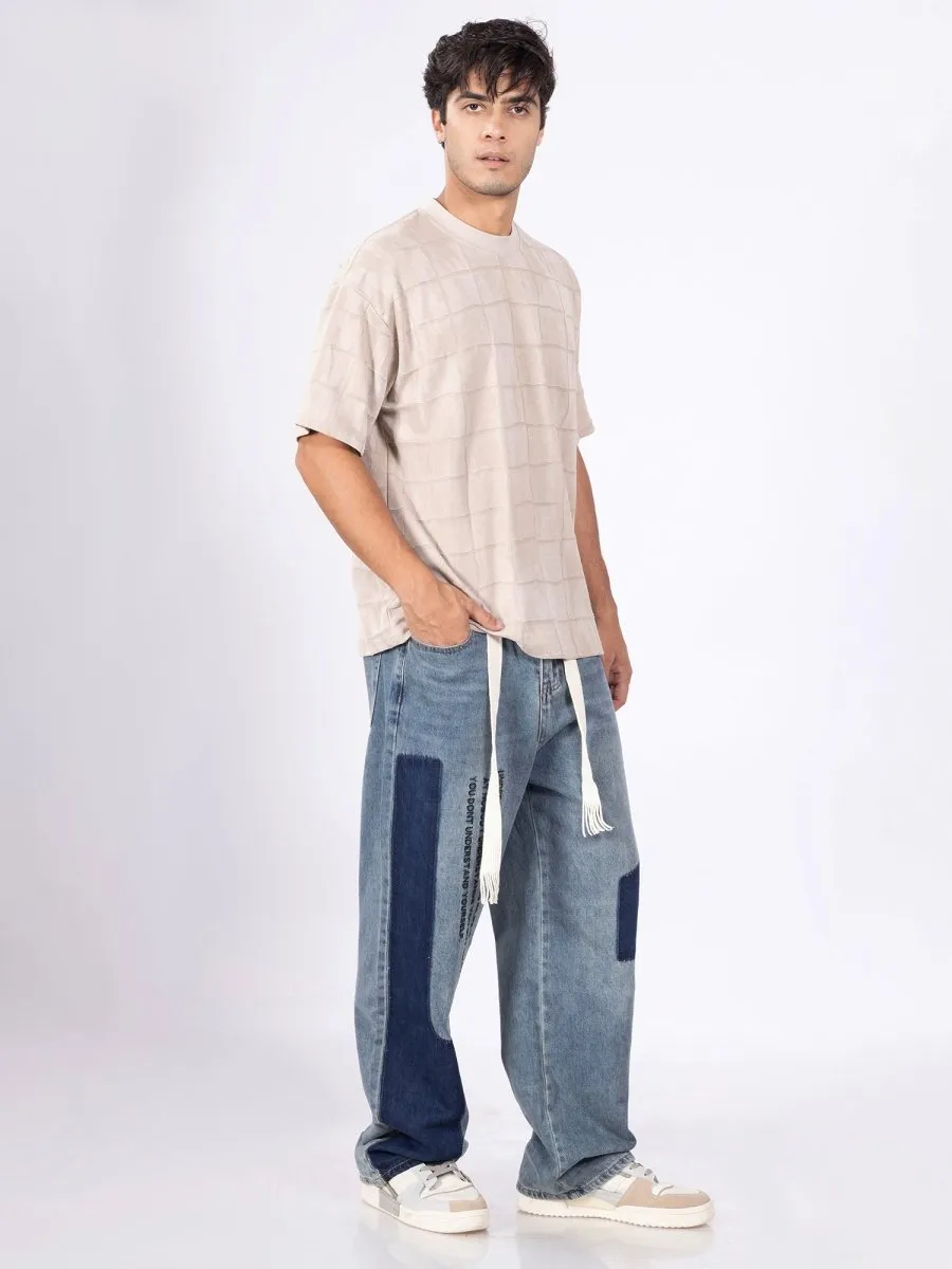 Patchy Blue Loose Fit Jeans [ Unisex ]