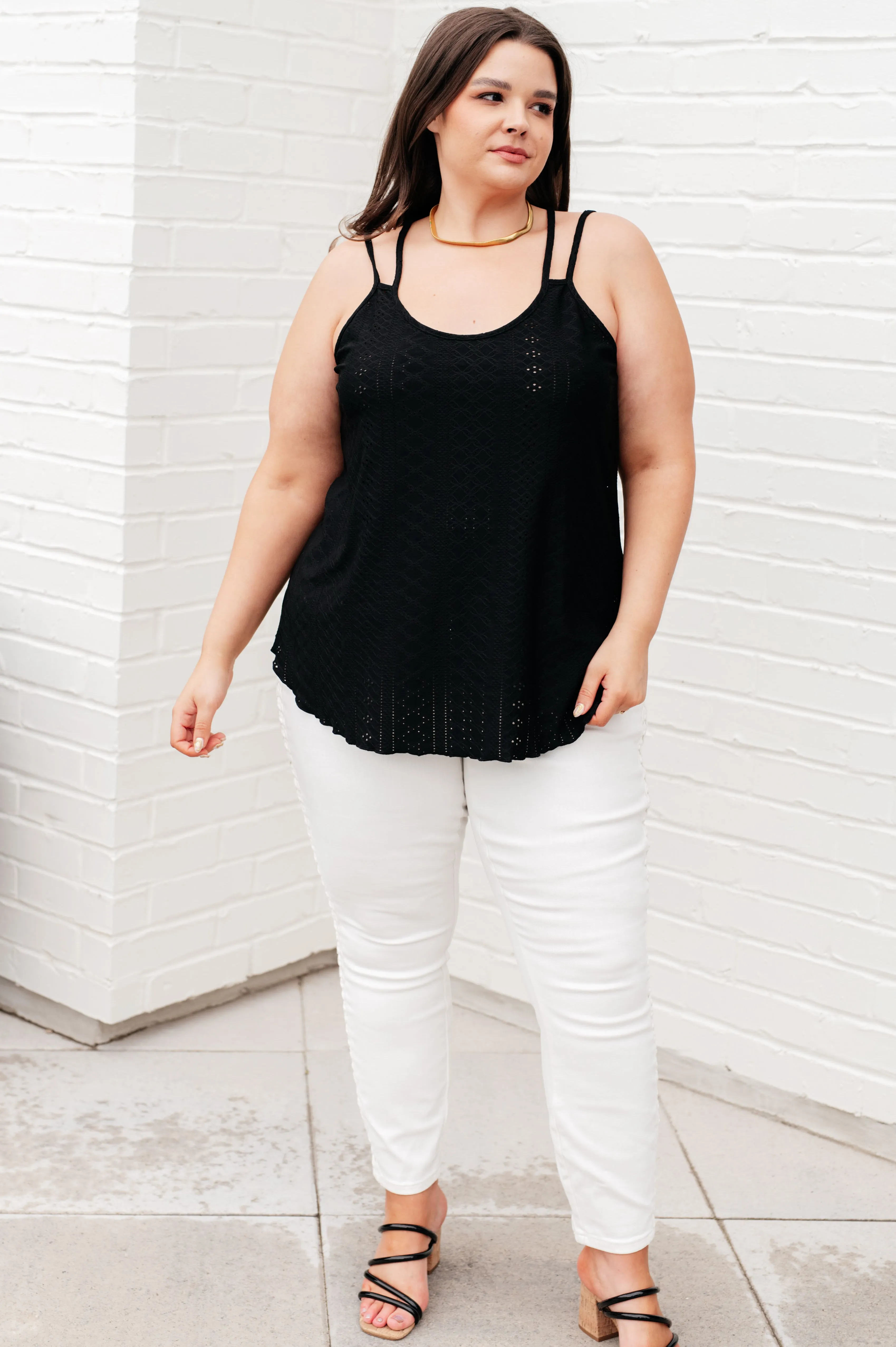 Prize Eyelet Tank in Black