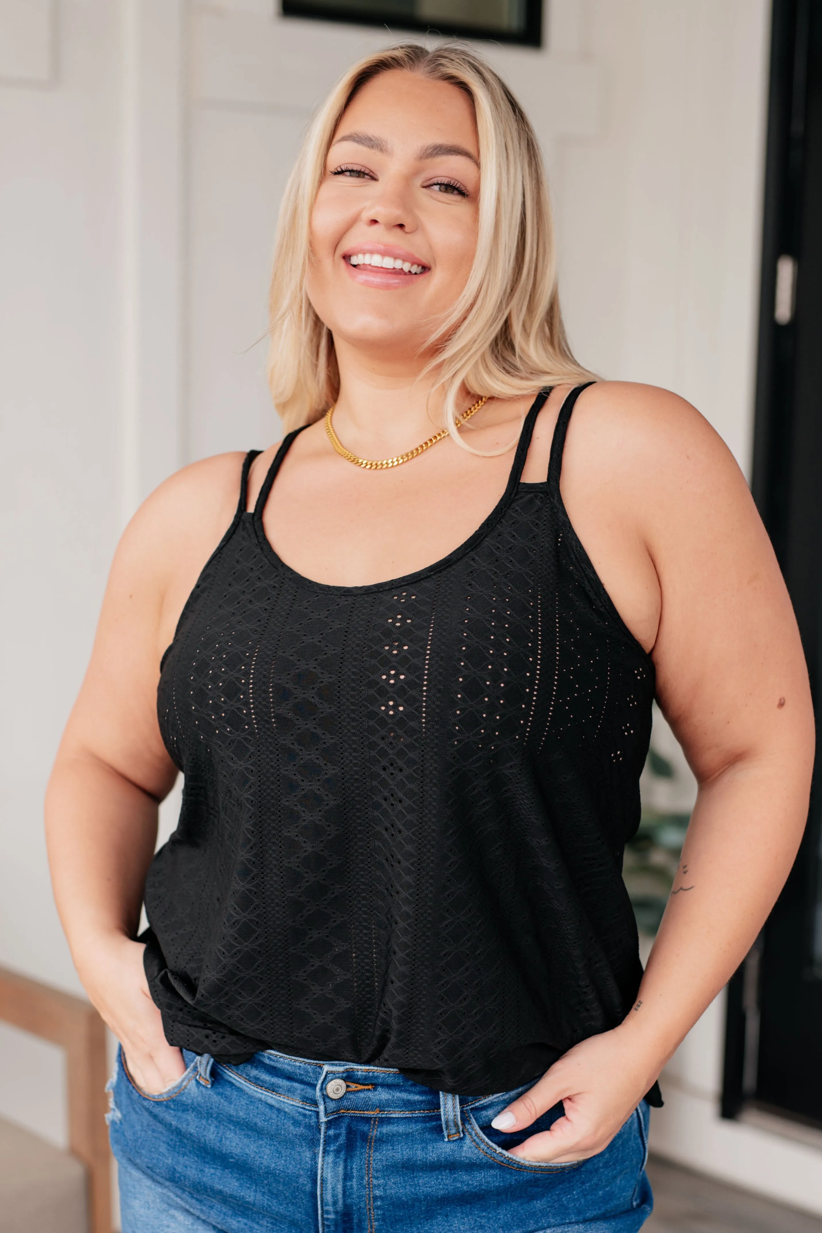 Prize Eyelet Tank in Black