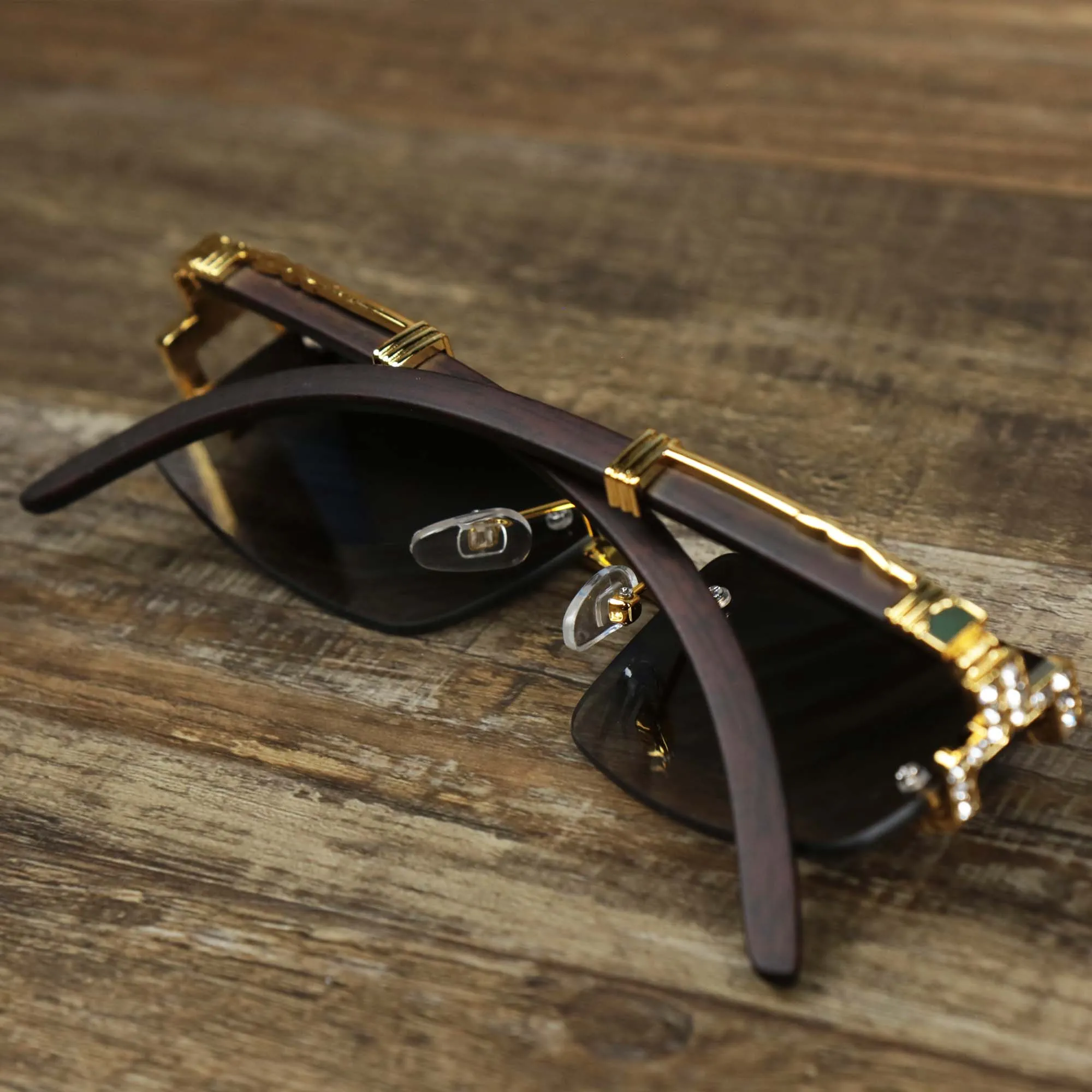 Rectangle Frames Black Gradient Lens Flooded Sunglasses with Gold Frame