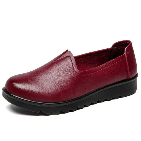 Red V open casual slip on shoe loafer