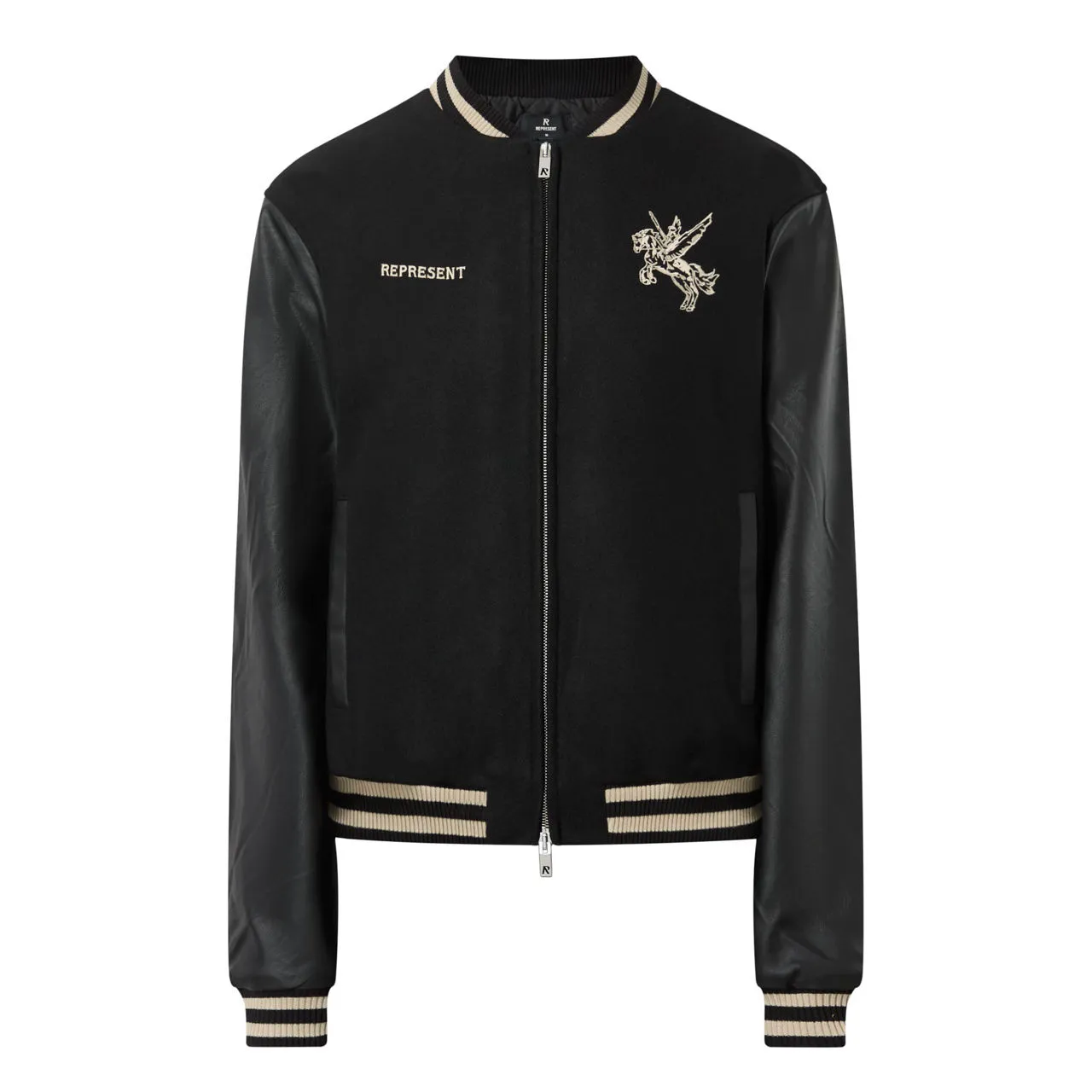 REPRESENT Embroidered Varsity Jacket - Black