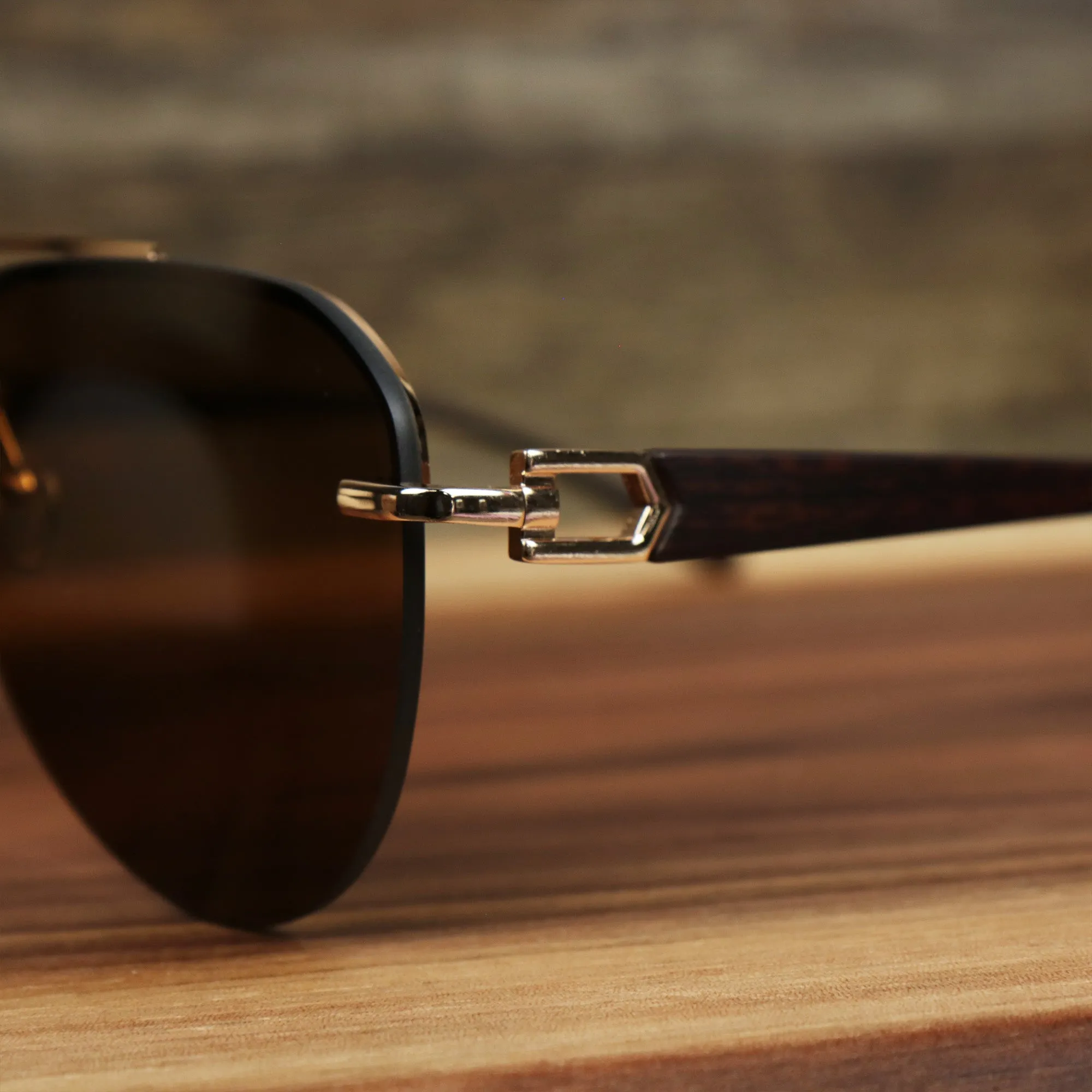 Round Aviator Frames Brown Lens Sunglasses with Gold Frame