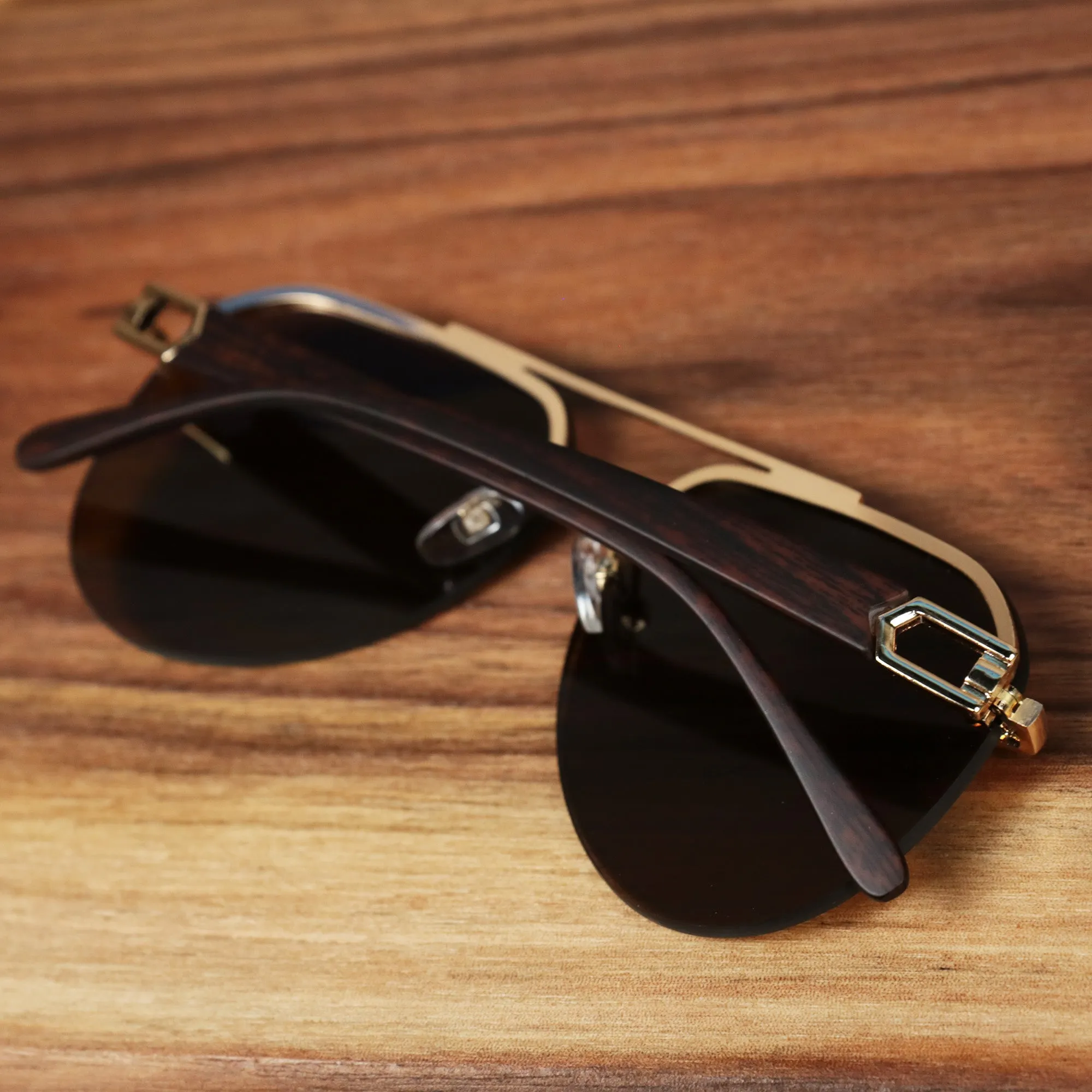 Round Aviator Frames Brown Lens Sunglasses with Gold Frame