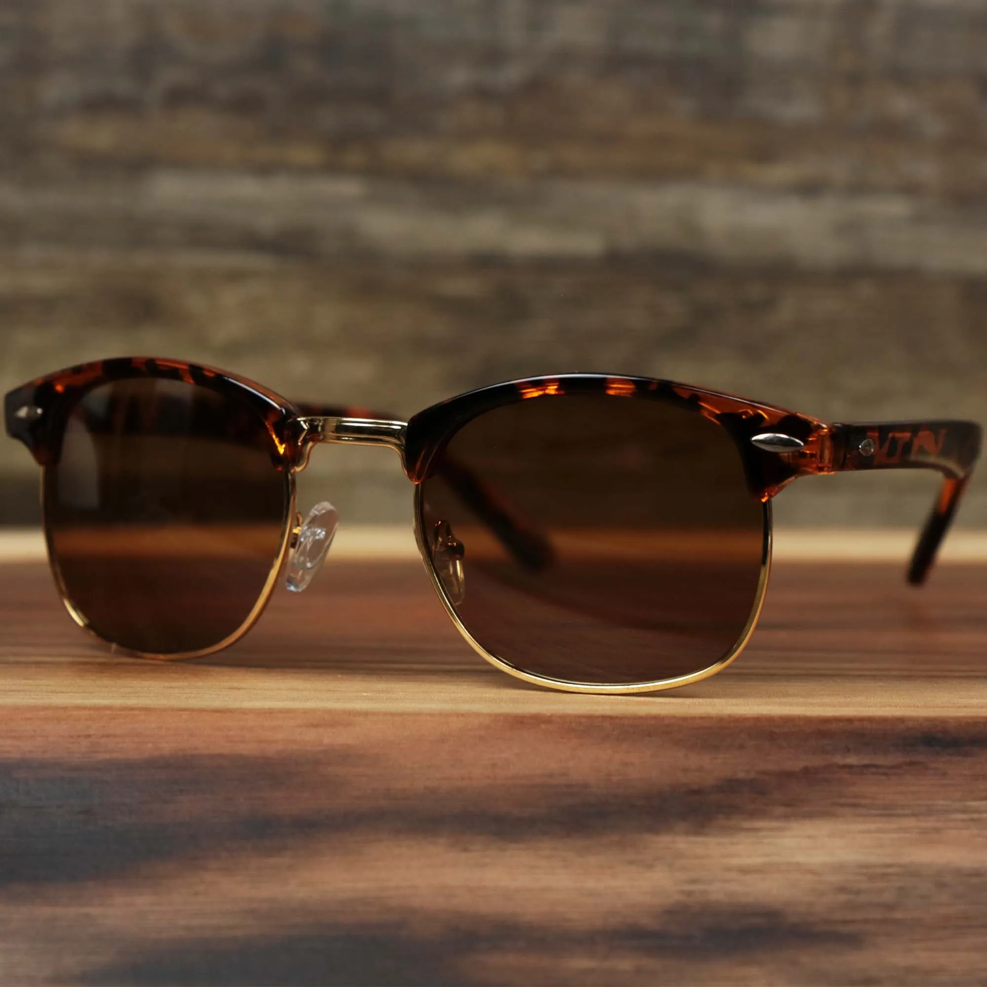 Round Frame Brown Lens Sunglasses with Tortoise Gold Frame