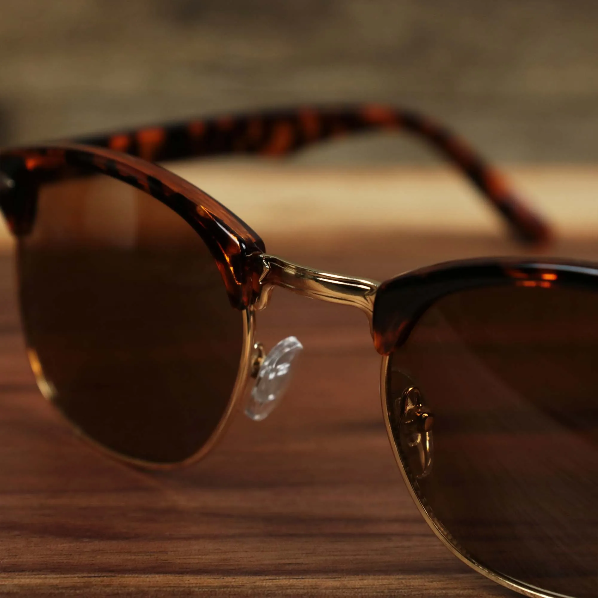 Round Frame Brown Lens Sunglasses with Tortoise Gold Frame