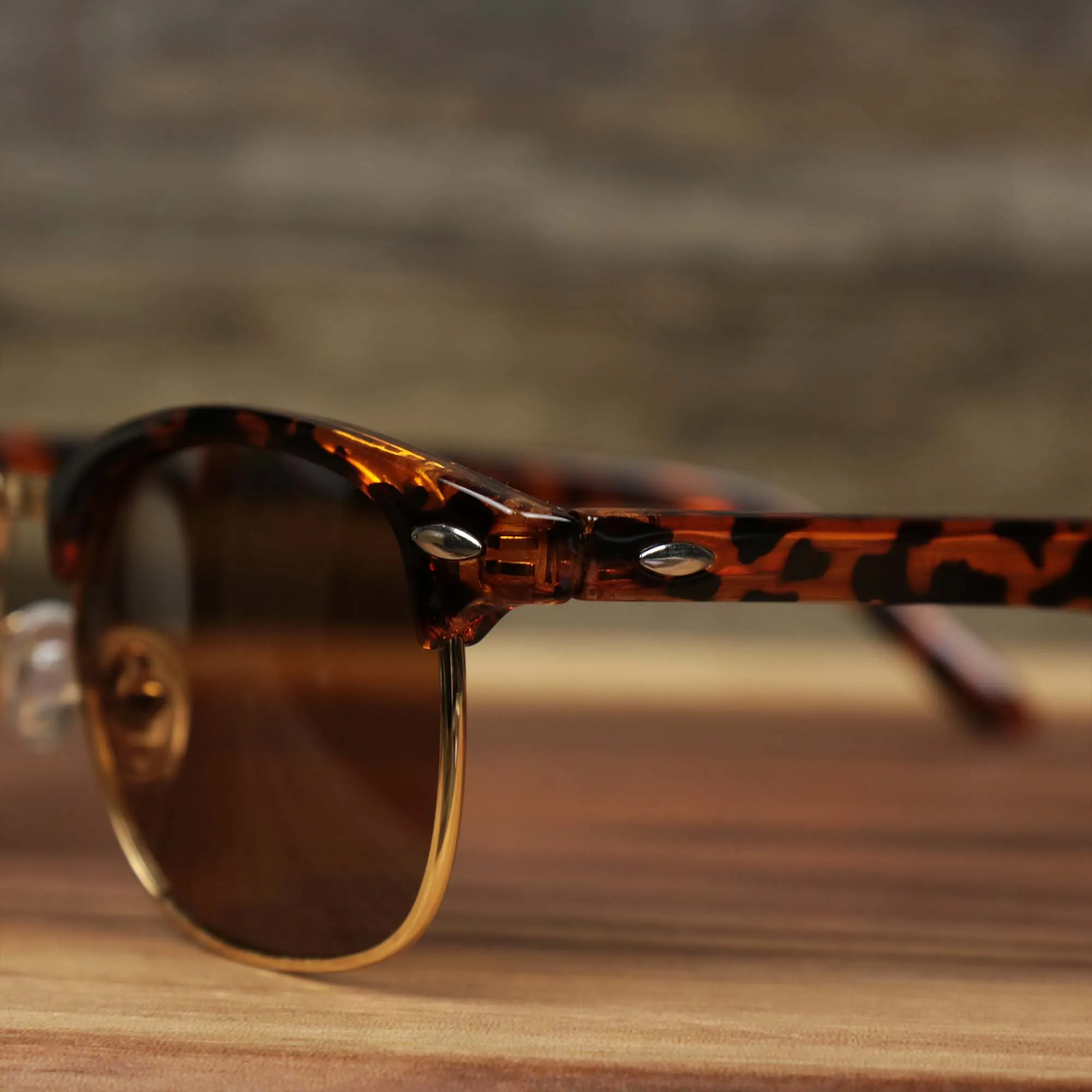 Round Frame Brown Lens Sunglasses with Tortoise Gold Frame