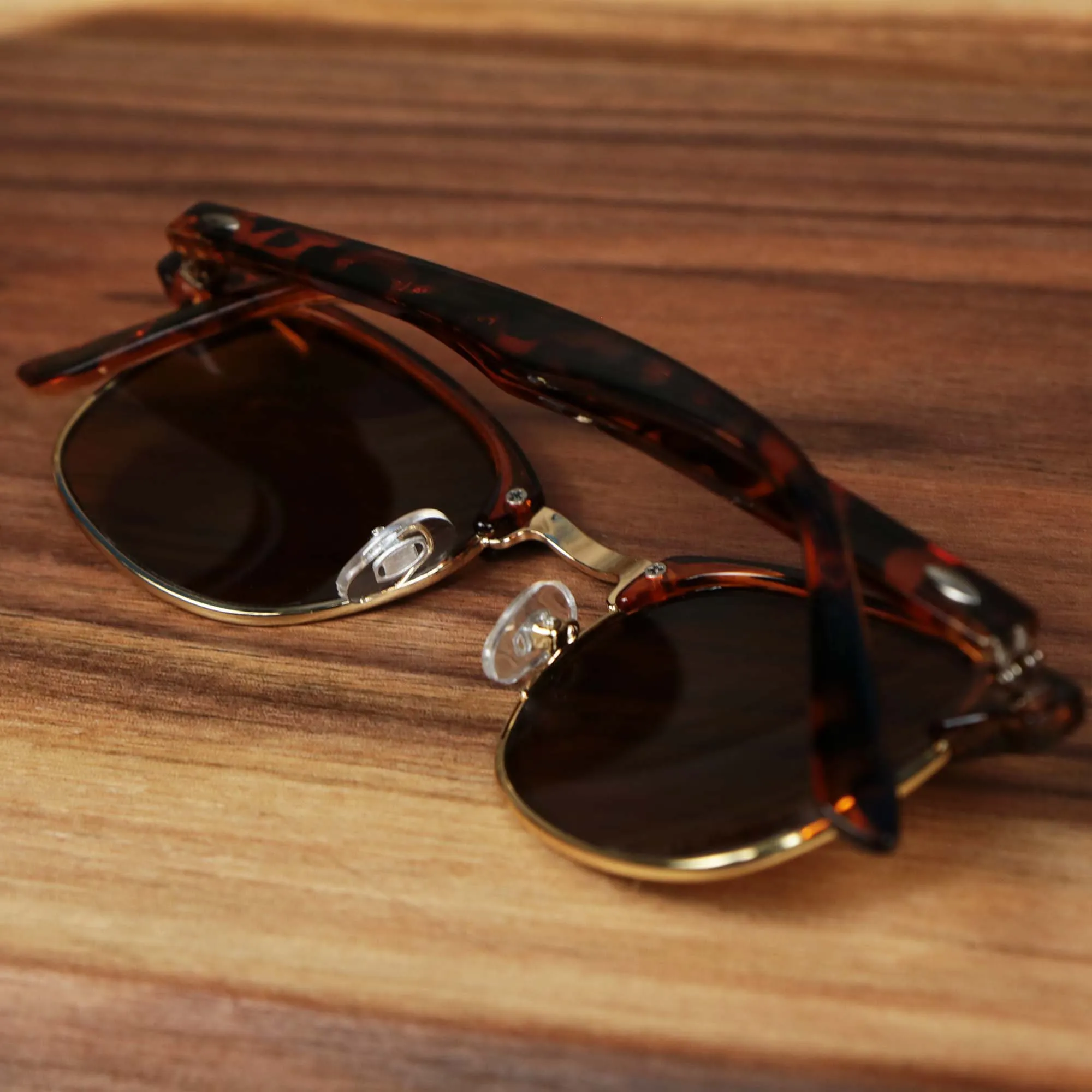 Round Frame Brown Lens Sunglasses with Tortoise Gold Frame