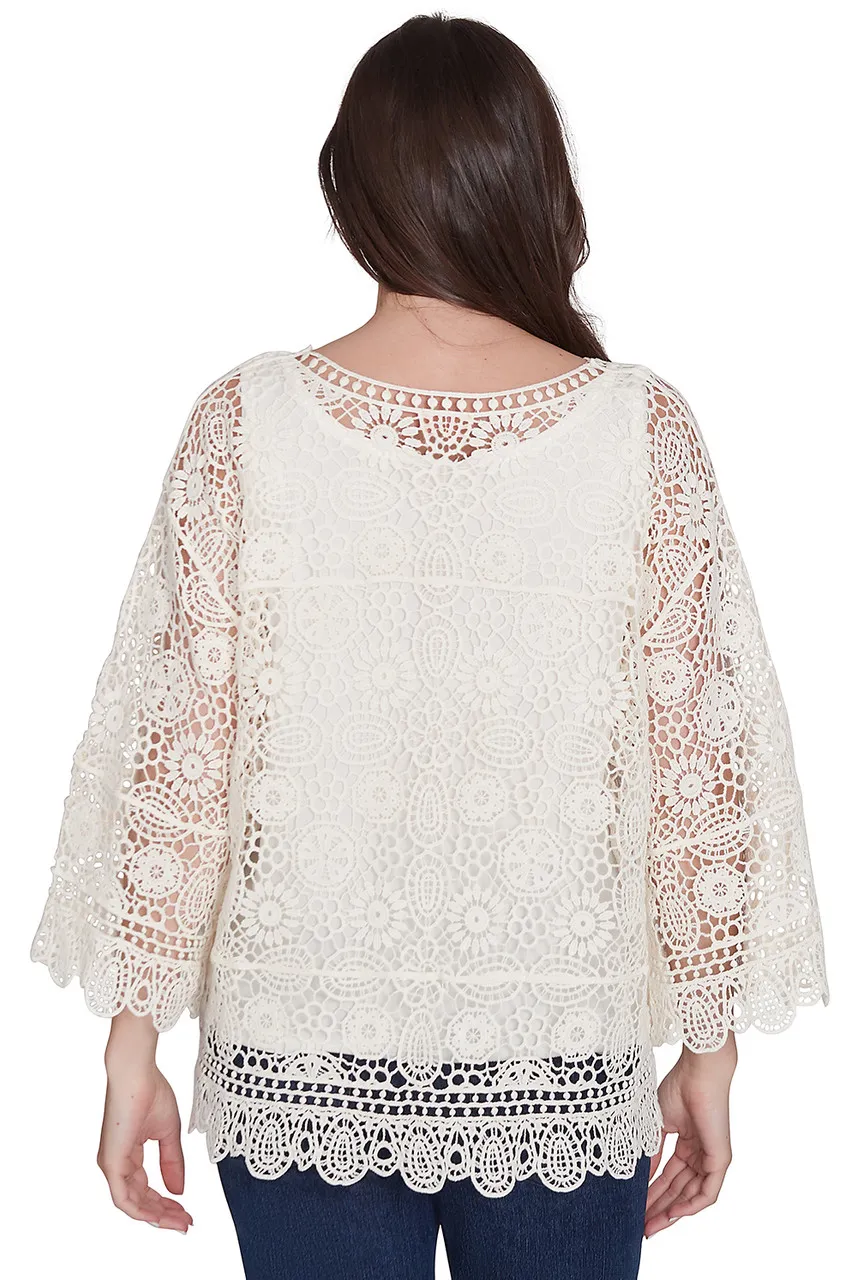 Ruby Rd TOP *MISSY* IVORY LACE W/LINING TANK