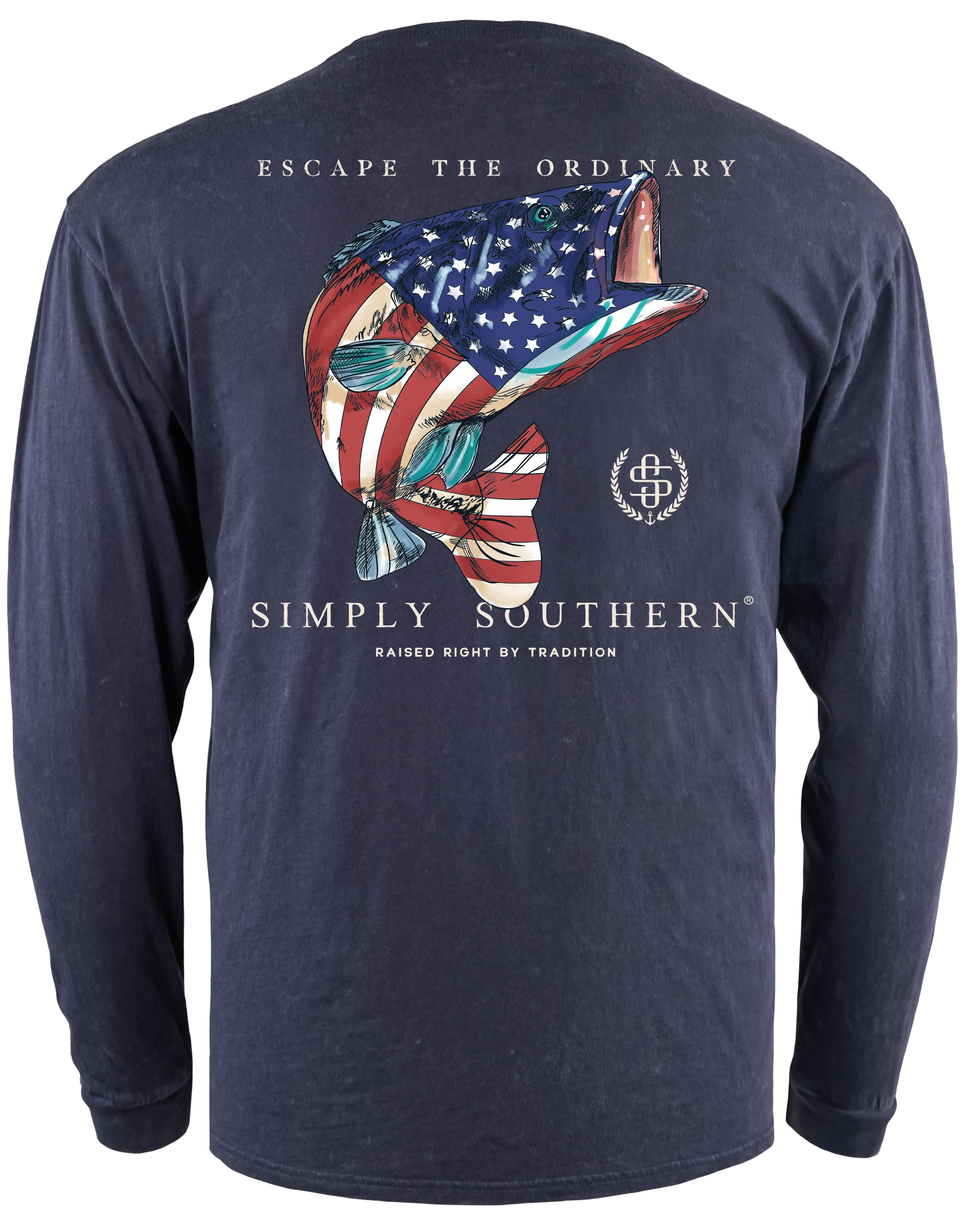 SALE Simply Southern USA Fish Raven Unisex Long Sleeve T-Shirt