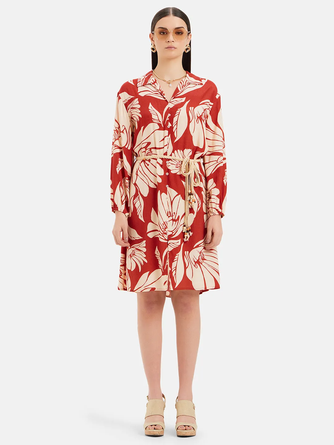 Sandro Print Midi Dress