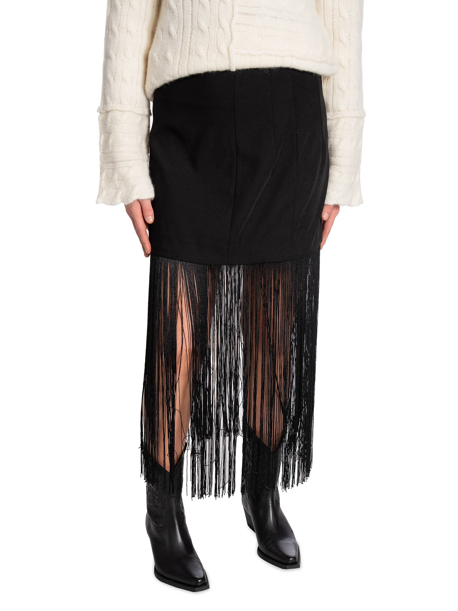 SECOND FEMALE SKIRT FRINGE BLACK