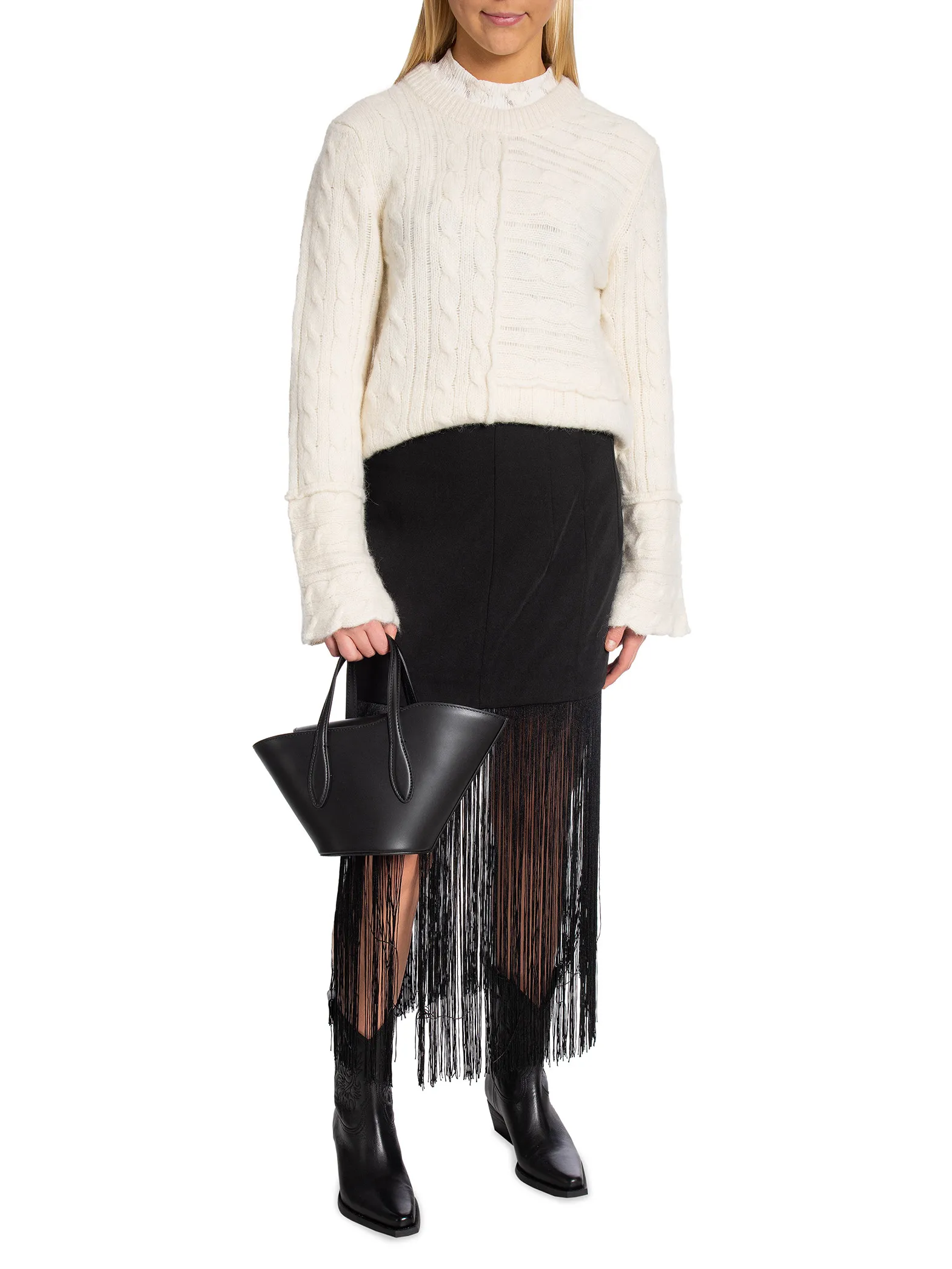 SECOND FEMALE SKIRT FRINGE BLACK