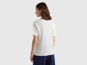 Short sleeve sweater - Creamy White | Benetton