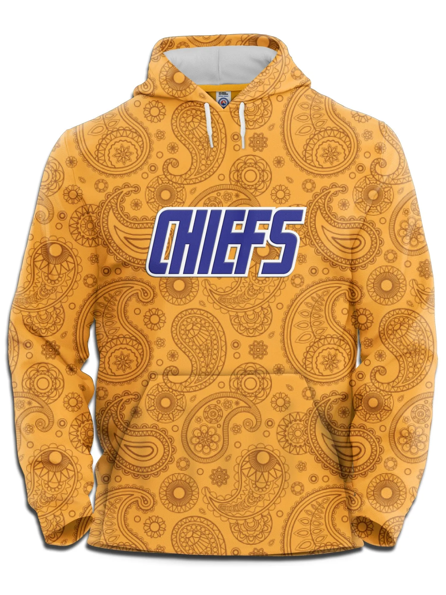 Slapshot Charlestown Chiefs Captain Johnny Upton #12 Yellow Paisley Hoodie