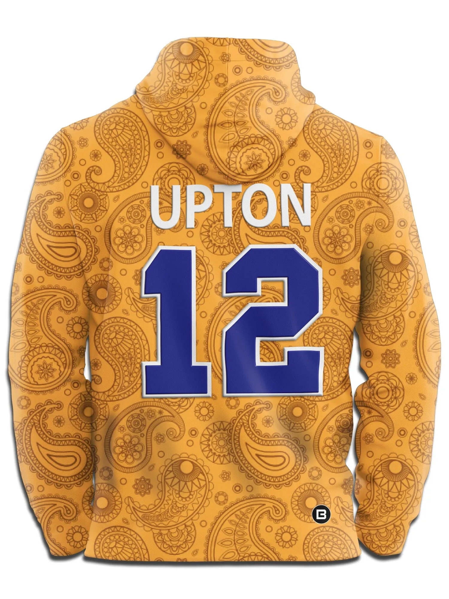 Slapshot Charlestown Chiefs Captain Johnny Upton #12 Yellow Paisley Hoodie