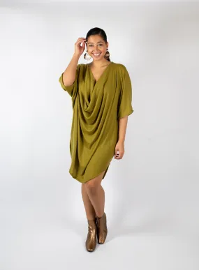 Smokin' Hot Cowl Dress - Olive