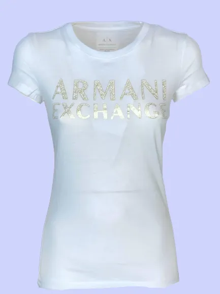 T-SHIRT DONNA BIANCA CON LOGO ORO