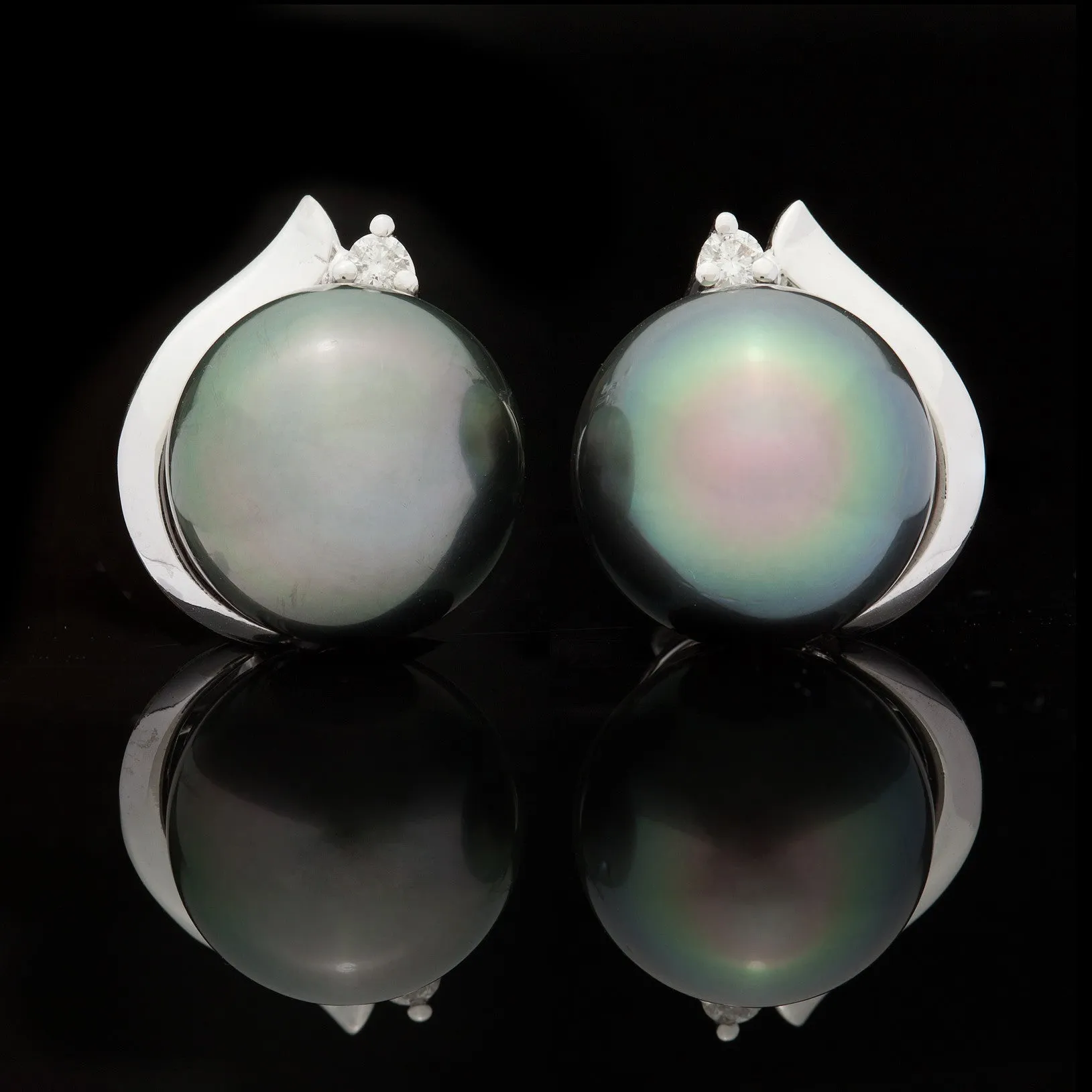 Tahitian Pearl and Diamond Earrings