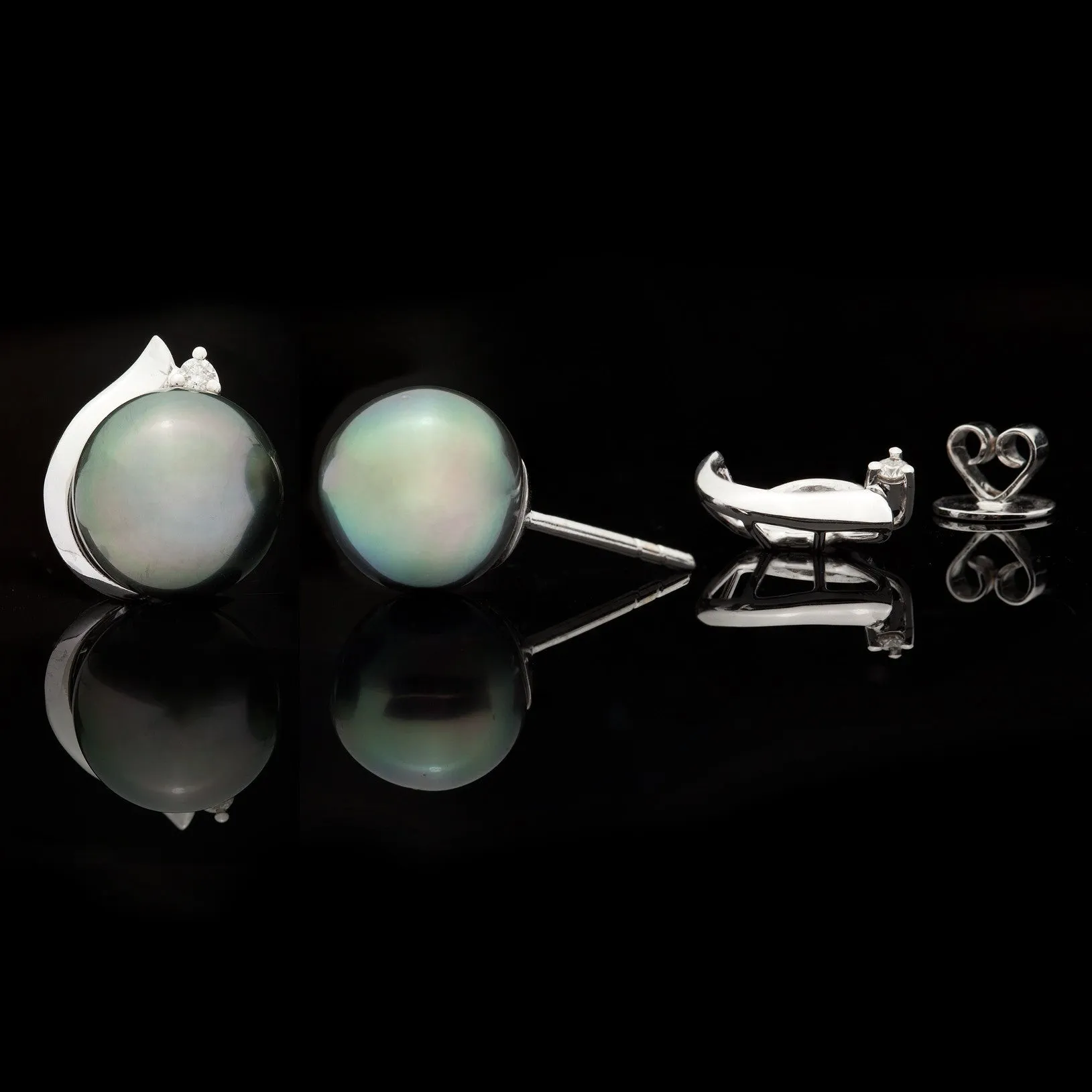 Tahitian Pearl and Diamond Earrings