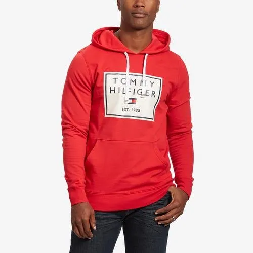 Tommy Hilfiger Men's Brushed Back Fleece Pullover Hoodie Grey