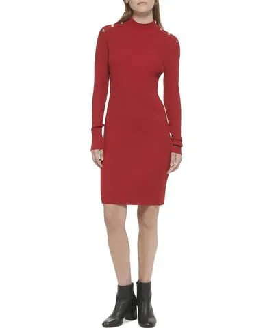 Tommy Hilfiger Womens Ribbed Work Day Wear Sheath Dress