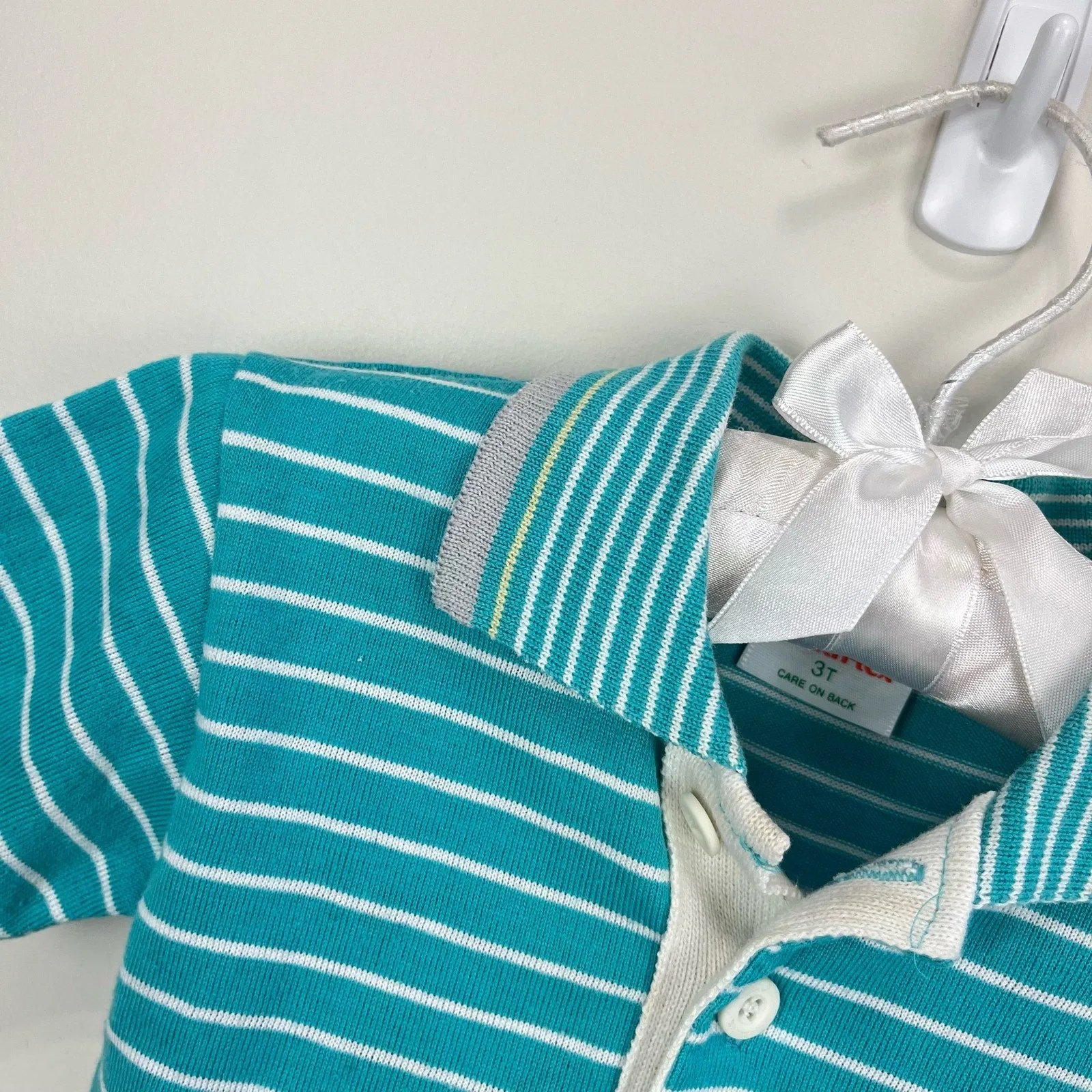 Vintage Healthtex Turquoise Stripe Polo Shirt 3T USA