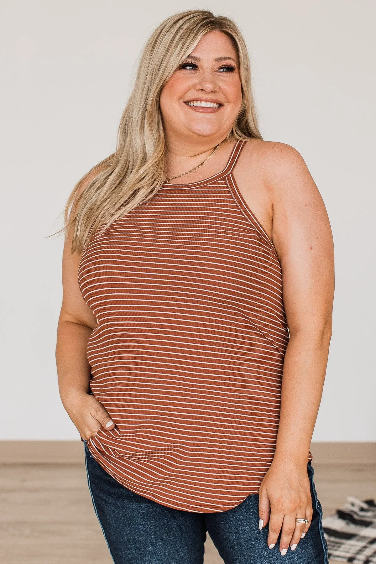 Words We Shared Striped Tank- Marsala