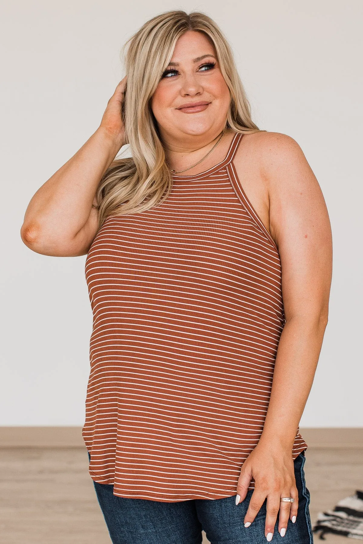 Words We Shared Striped Tank- Marsala