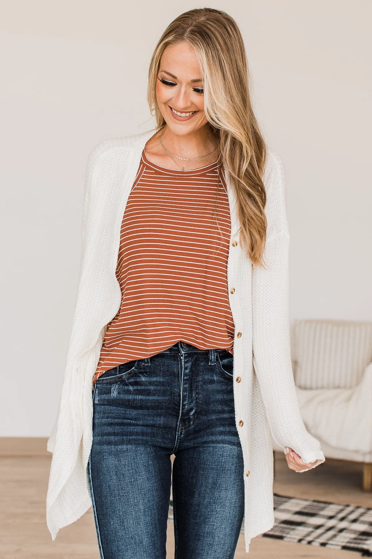 Words We Shared Striped Tank- Marsala