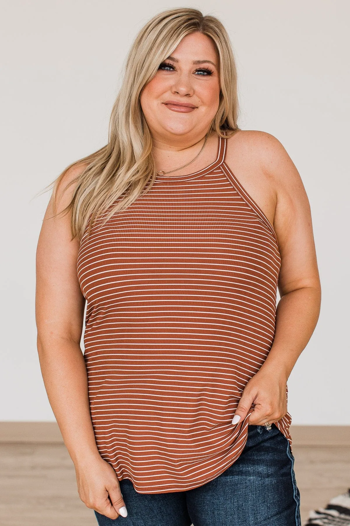 Words We Shared Striped Tank- Marsala