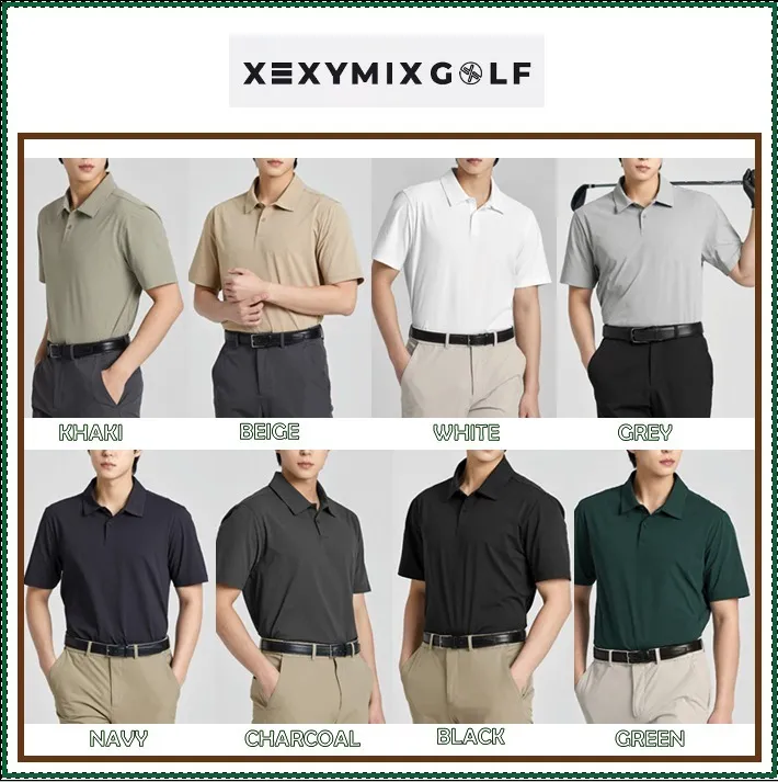 XEXYMIX  |Street Style Plain Short Sleeves Logo Polos