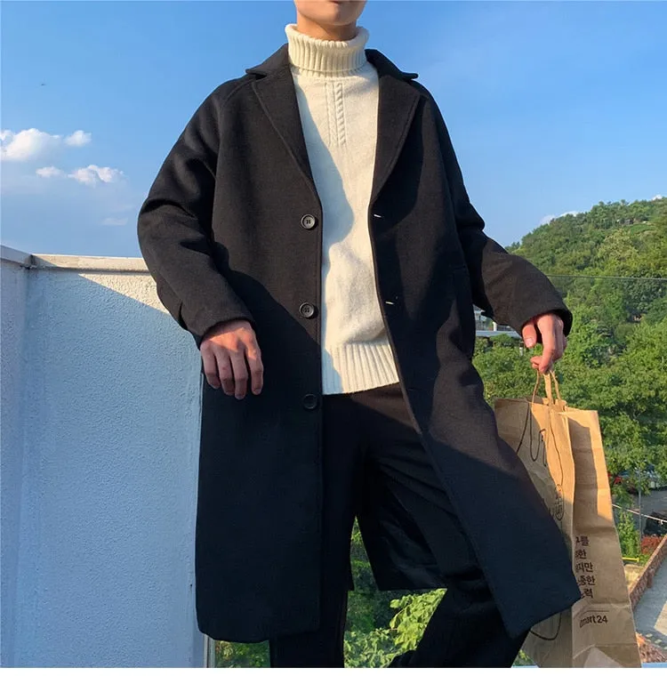 Xituodai Men Korean Fashion Winter Jacket Coats 2021 Wool Coat Mens Oversized Harajuku Overcoat Male Japanese Streetwear Jackets