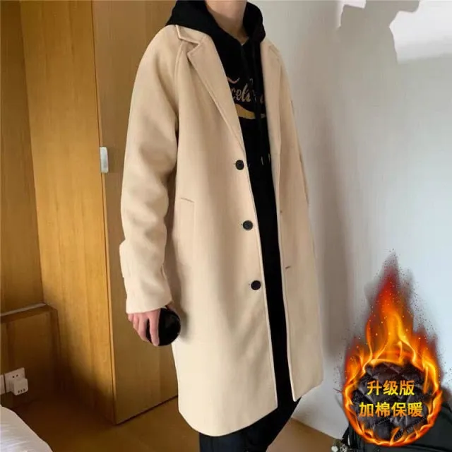 Xituodai Men Korean Fashion Winter Jacket Coats 2021 Wool Coat Mens Oversized Harajuku Overcoat Male Japanese Streetwear Jackets