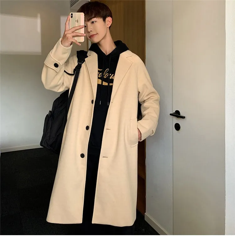 Xituodai Men Korean Fashion Winter Jacket Coats 2021 Wool Coat Mens Oversized Harajuku Overcoat Male Japanese Streetwear Jackets