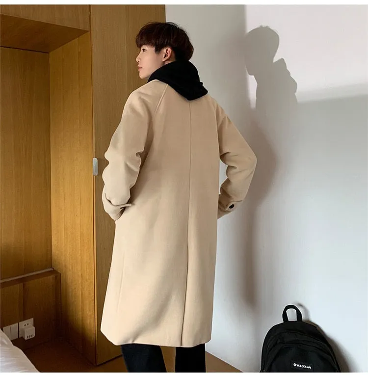 Xituodai Men Korean Fashion Winter Jacket Coats 2021 Wool Coat Mens Oversized Harajuku Overcoat Male Japanese Streetwear Jackets