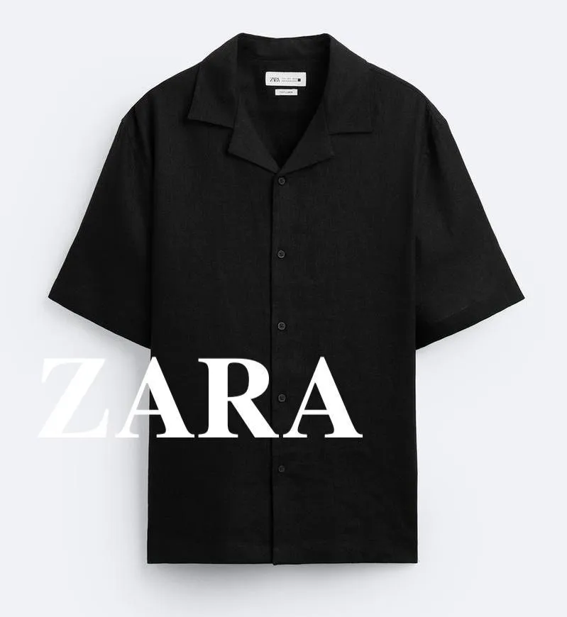 ZARA  |Linen Plain Short Sleeves Shirts