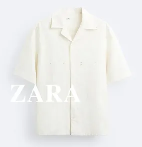 ZARA  |Plain Short Sleeves Shirts