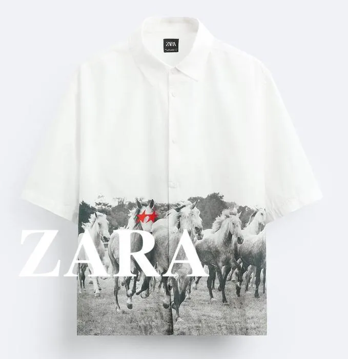 ZARA  |Short Sleeves Logo Shirts