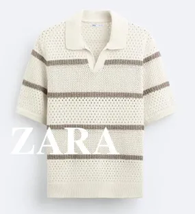 ZARA  |Stripes Short Sleeves Polos