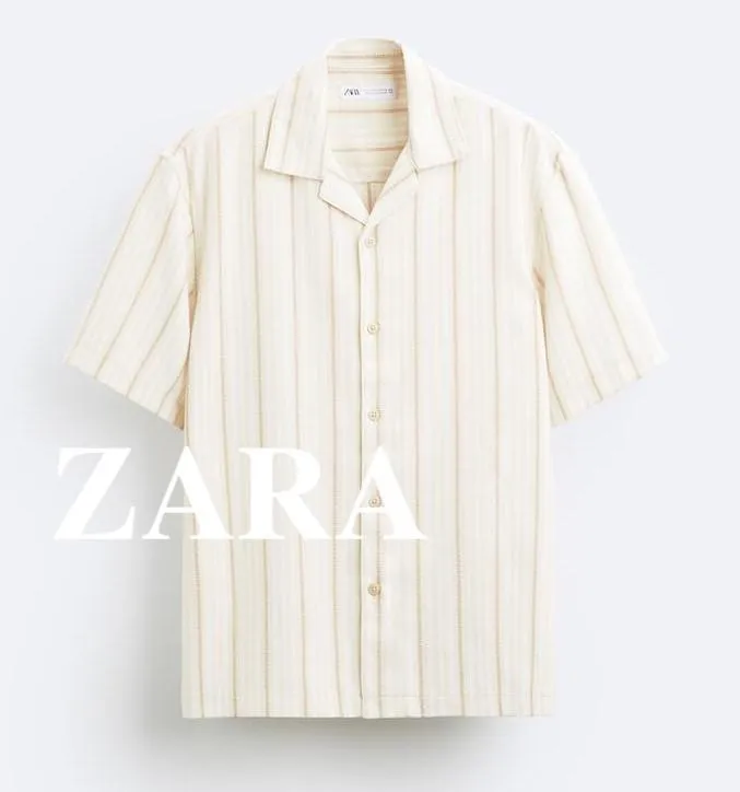 ZARA  |Stripes Short Sleeves Shirts